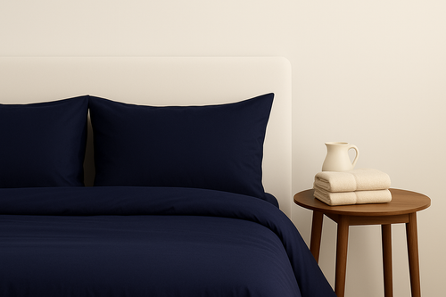 PARURE DE LITERIE BAMBOU / Bleu marine