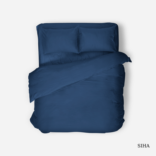 Premium Bambus Sengesett Marine Blå - Hypoallergent Sengetøy Miljøvennlig